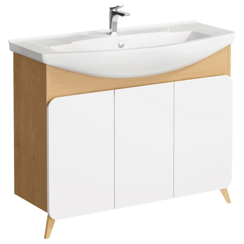 Мебель для ванной Aqwella Basic 105, цвет дуб золотой / белый - фото 1