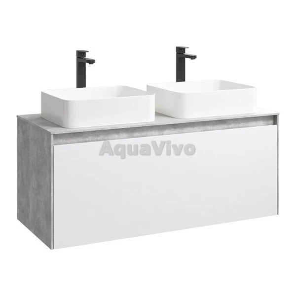 Мебель для ванной Aqwella Mobi 120, цвет бетон светлый/белый