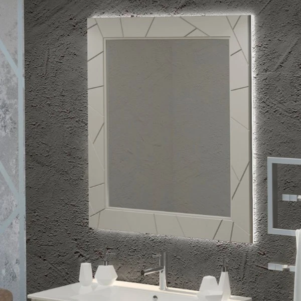Зеркало Опадирис Луиджи 90x100, с подсветкой, цвет серый матовый