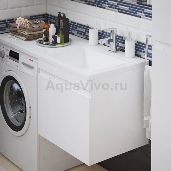 Мебель для ванной Corozo Альтаир 120 подвесная, с тумбой 56 см, цвет белый - фото 1