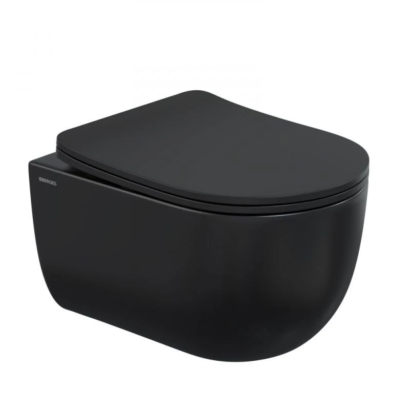 Унитаз Berges Ventas Black Rimless 082136 подвесной, безободковый, с сиденьем микролифт, цвет черный