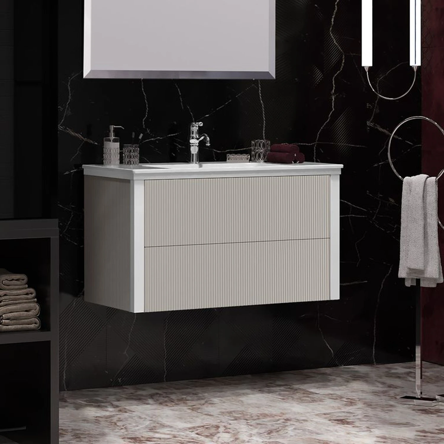 Мебель для ванной Опадирис Рубинно 90, подвесная, цвет серый глянец