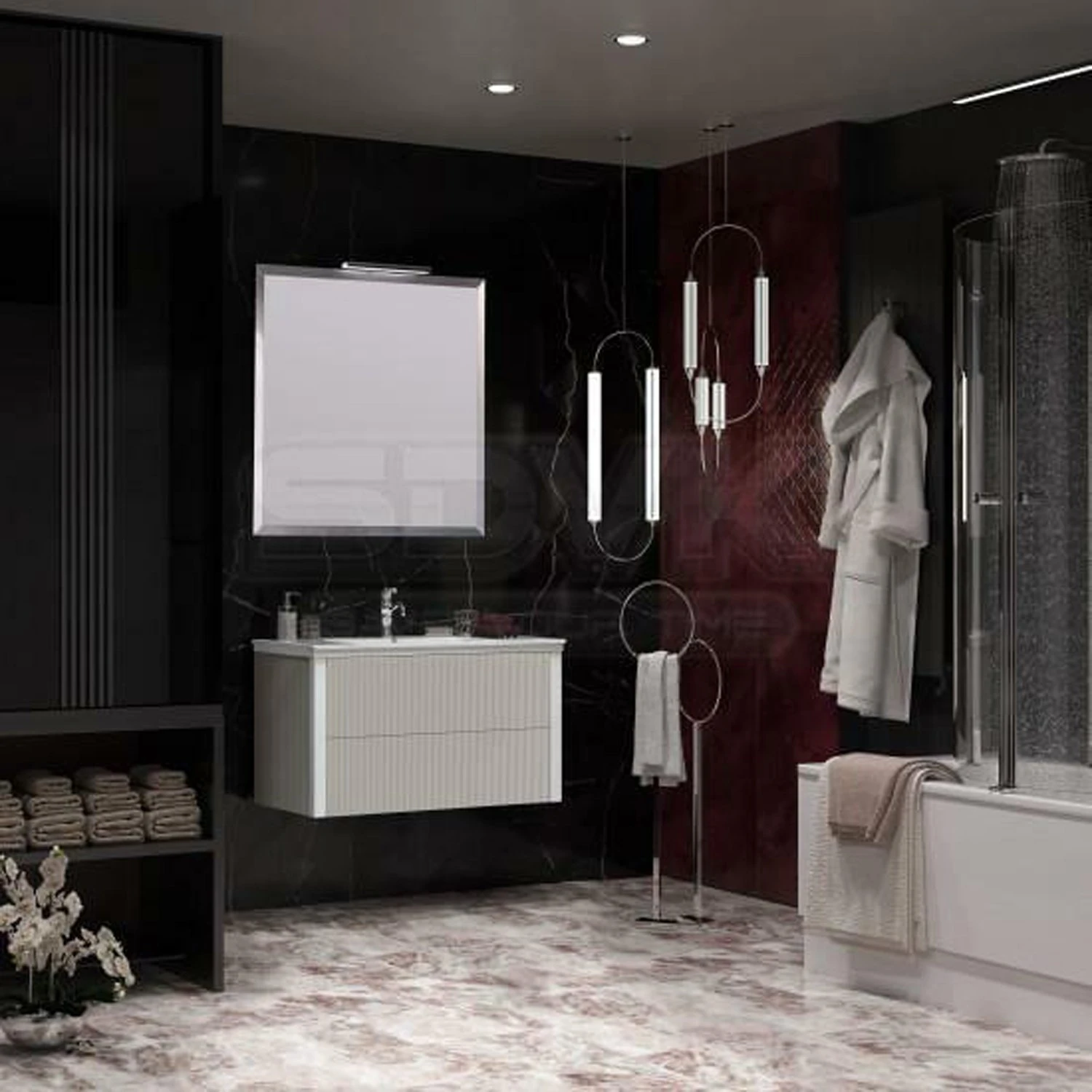 Мебель для ванной Опадирис Рубинно 90, подвесная, цвет серый глянец