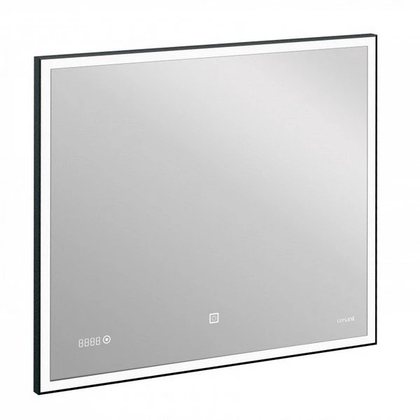 Зеркало Cersanit LED 011 Design 100x80, в металлической раме, с подсветкой, часами - фото 1