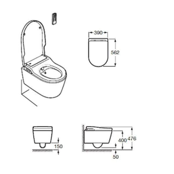 Унитаз-биде Roca WC Inspira In-Wash 7803060001 подвесной, безободковый, электронный, с сиденьем микролифт