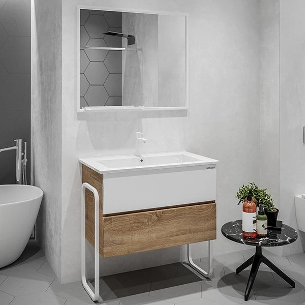 Мебель для ванной Grossman Солис 85, цвет белый / дуб сонома