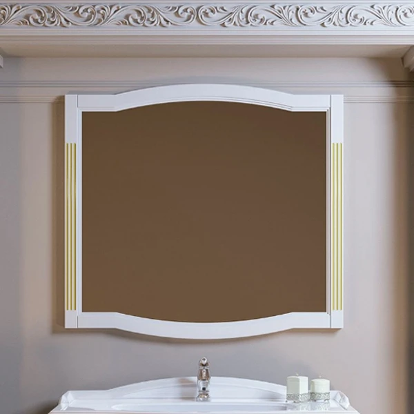 Зеркало Опадирис Лаура 100x90, цвет белый с золотой патиной