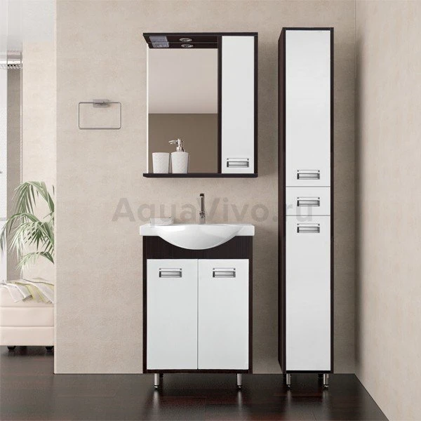 Мебель Style Line Эко Стиль 60 для ванной комнаты в цвете белый / венге - официальная гарантия