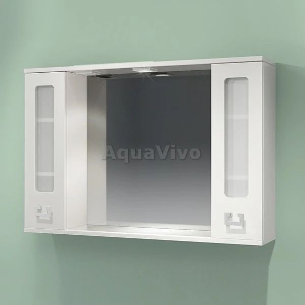 Шкаф-зеркало Какса-А Витраж 105, с подсветкой, цвет белый