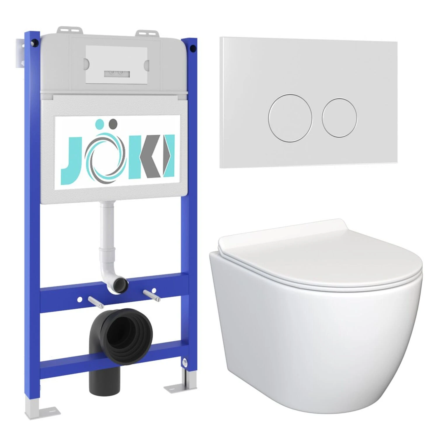 Комплект: JOKI Инсталляция JK03351+Кнопка JK019513WM белый+Stella JK1061016 унитаз белый