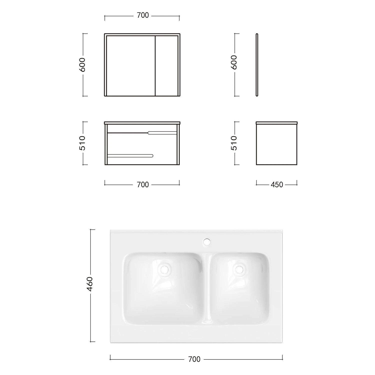 Мебель для ванной Ceruttispa Oglio 70, цвет серый - фото 1