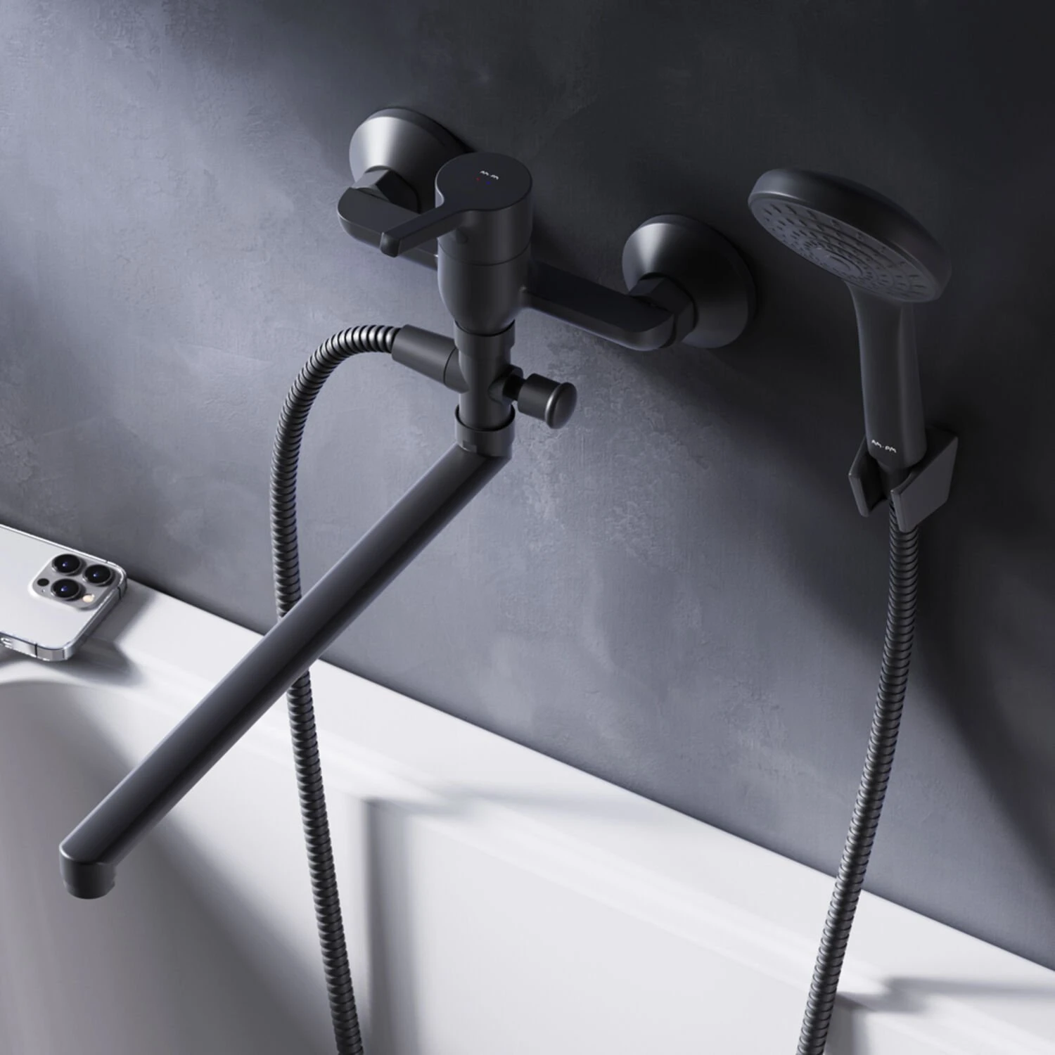 Смеситель AM.PM X-Joy S F85B90122 для ванны с душем, цвет черный