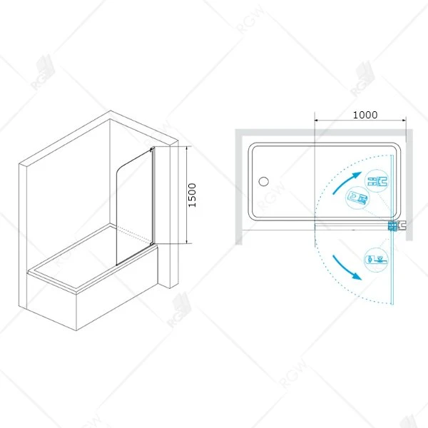 Шторка на ванну RGW Screens SC-01 100, стекло прозрачное, профиль хром