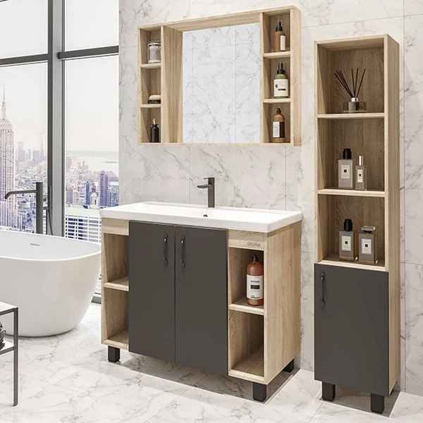 Мебель для ванной Grossman Флай 100, цвет серый / дуб сонома