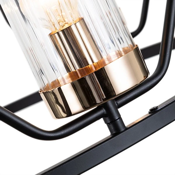 Подвесная люстра Arte Lamp Celaeno A7004SP-6BK, арматура черная / золото, плафоны стекло прозрачное, 75х75 см