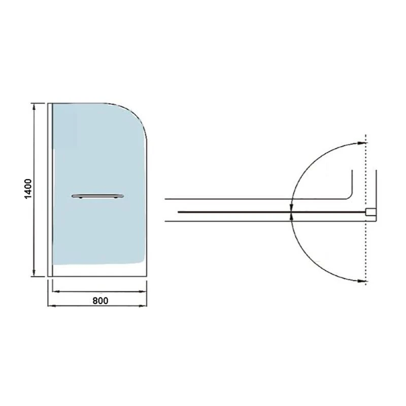 Шторка на ванну Weltwasser WW100 80х140, с полотенцедержателем, стекло прозрачное, профиль хром