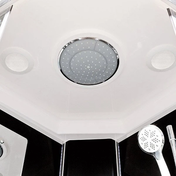 Душевая кабина Deto BM1590 Black 90x90, стекло матовое с узором, профиль хром глянцевый, с гидромассажем