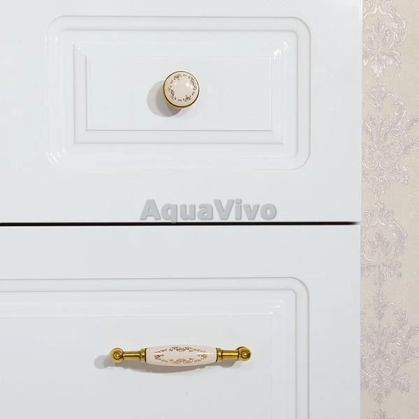 Шкаф-пенал Бриклаер Анна 32 с бельевой корзиной, цвет белый, ручки бронза