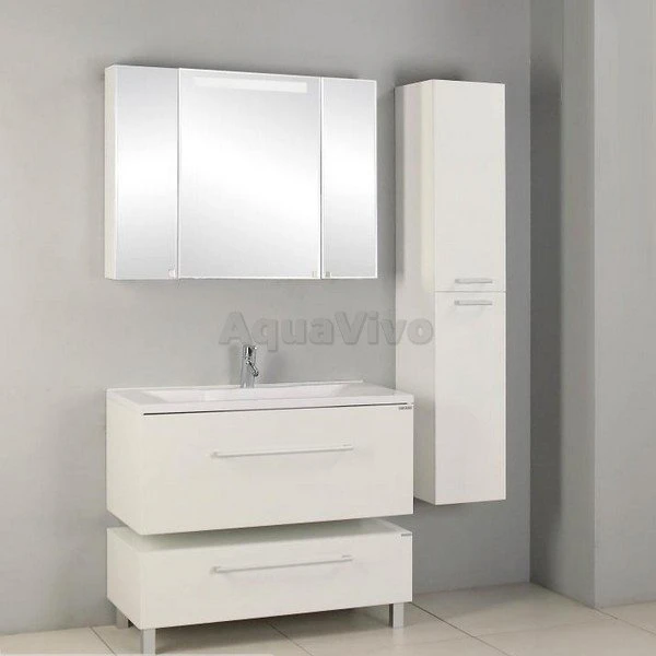 Шкаф-зеркало Акватон Мадрид 100 с подсветкой, цвет белый - фото 1