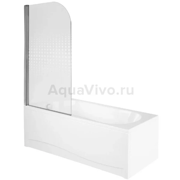 Шторка на ванну Parly F04 75, стекло прозрачное с дизайнерским рисунком, профиль хром - фото 1