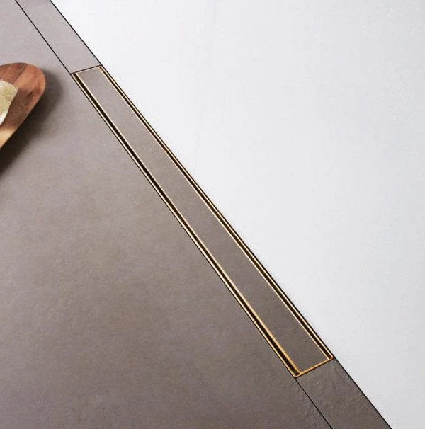 Душевой лоток Berges B1 Keramik 092116 с решеткой 50x6 см, боковой выпуск, цвет золото глянец, 60x12 см