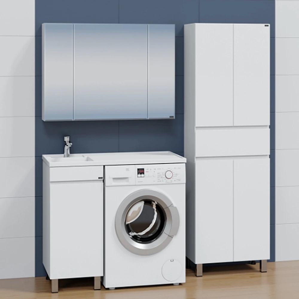 Раковина Санта Лидер 100x48 для установки над стиральной машиной, левая, цвет белый - фото 1