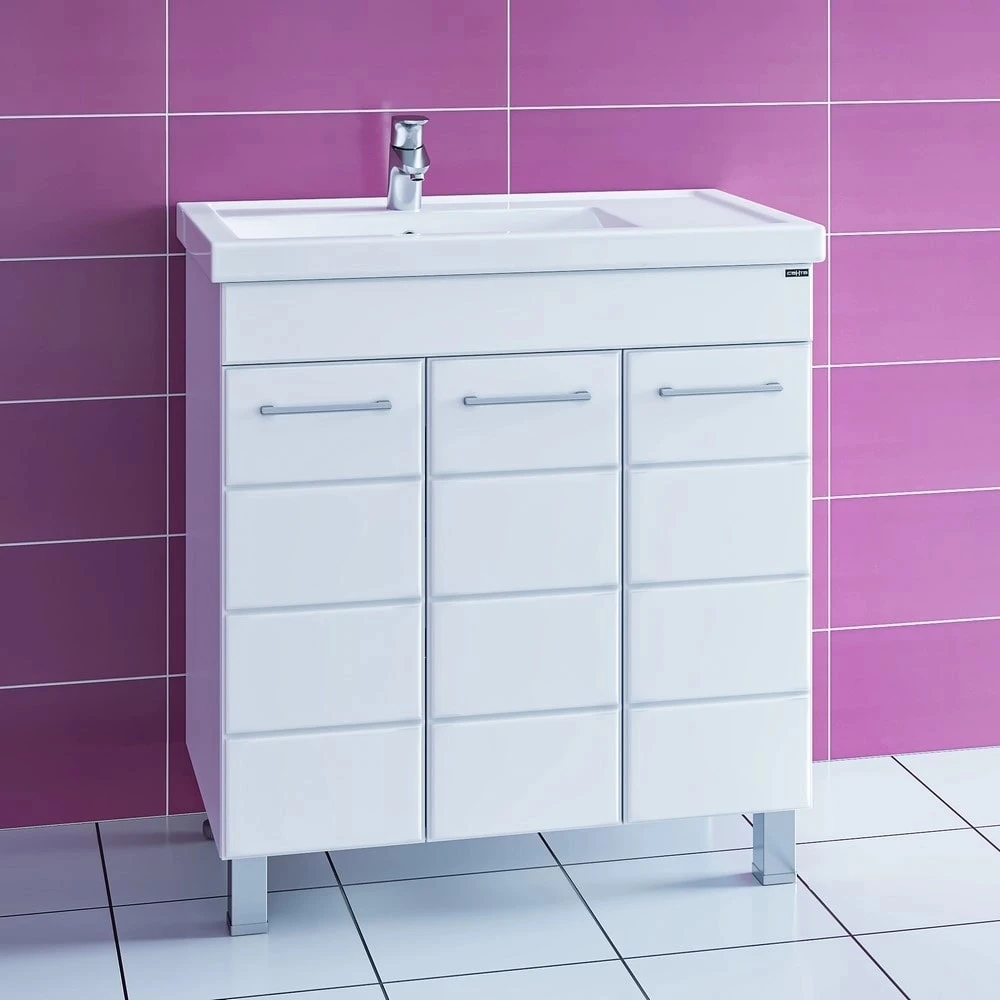 Мебель для ванной Санта Омега 80 П напольная, с дверцами, цвет белый - фото 1