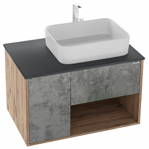 Мебель для ванной Grossman Бруно 80, цвет веллингтон / бетон