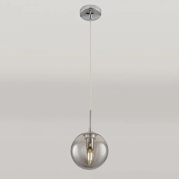 Подвесной светильник Citilux Томми CL102010, арматура хром, плафон стекло дымчатое, 15х15 см