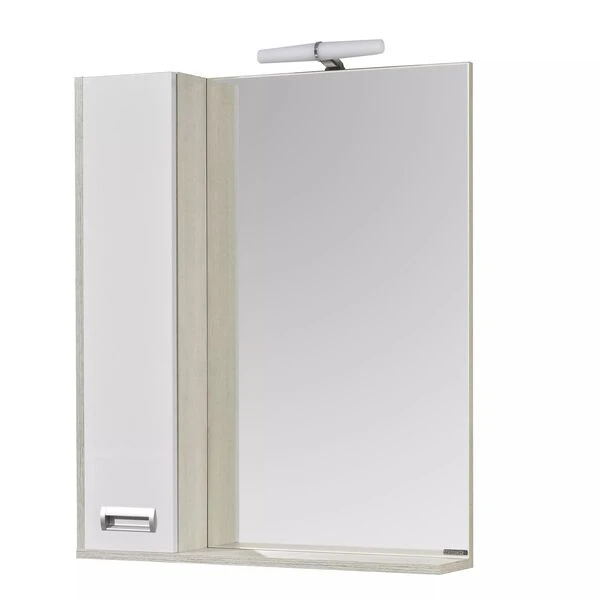 Шкаф-зеркало Акватон Бекка Pro 70, левый, с подсветкой, цвет белый / дуб сомерсет