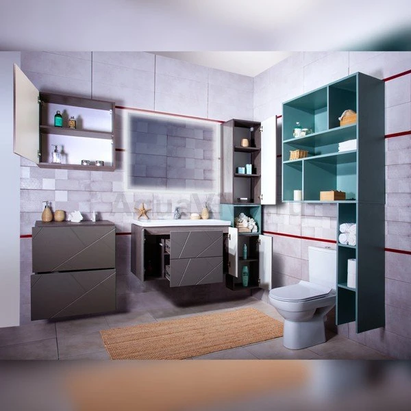 Мебель для ванной Бриклаер Кристалл 90, цвет ясень анкор темный / софт графит