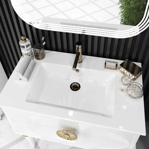 Мебель для ванной Опадирис Ибица 90, цвет белый / золото