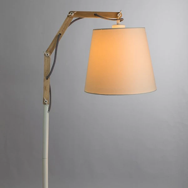 Торшер Arte Lamp Pinocchio A5700PN-1WH, арматура белая / бежевая, плафон ткань белая, 25х65 см - фото 1