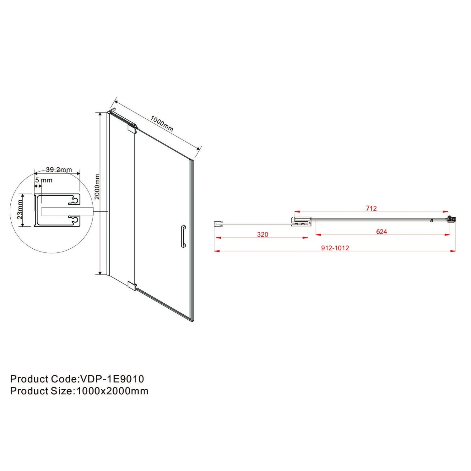 Душевая дверь Vincea Extra VDP-1E 100x200, стекло прозрачное, профиль вороненая сталь - фото 1