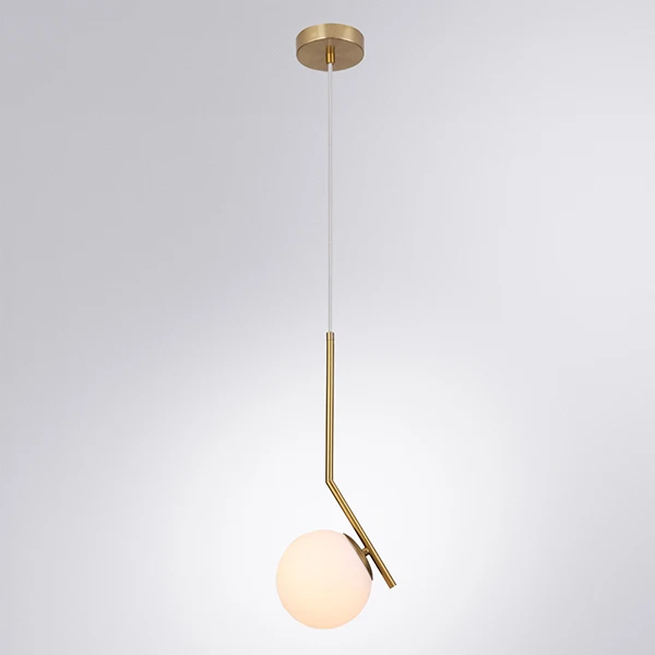 Подвесной светильник Arte Lamp Bolla-Unica A1924SP-1AB, арматура бронза, плафон стекло белое, 30х30 см - фото 1