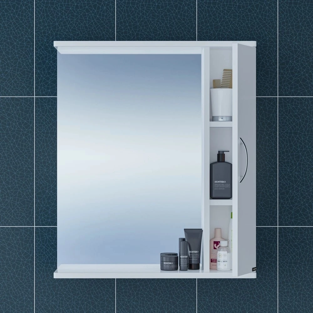 Шкаф-зеркало Санта Прима 60, универсальный, цвет белый - фото 1