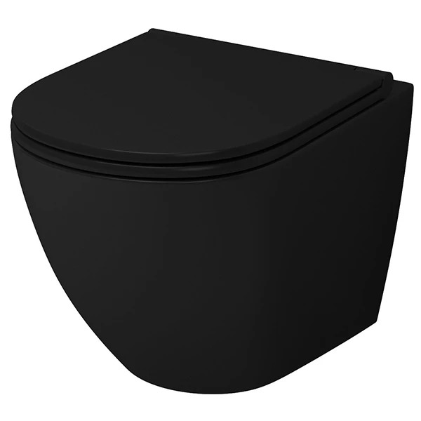 Унитаз Grossman Color GR-4455 BMS подвесной, безободковый, с сиденьем микролифт, цвет черный матовый
