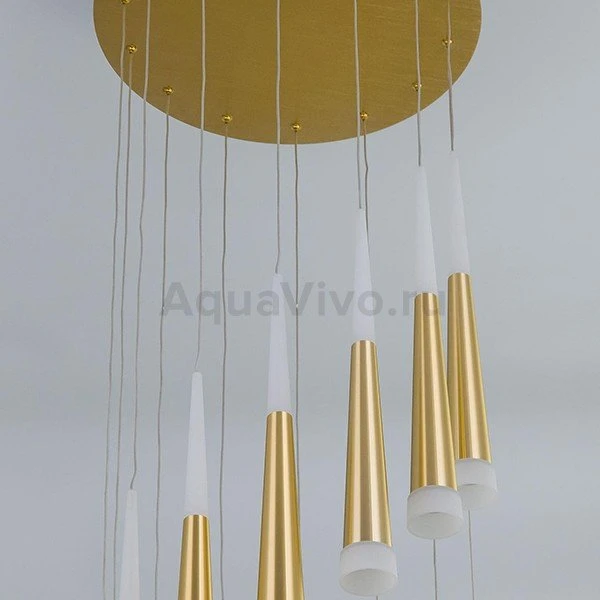 Подвесной светильник Citilux Вегас CL227142, арматура золото, плафоны полимер белый / золото, 45х45 см - фото 1