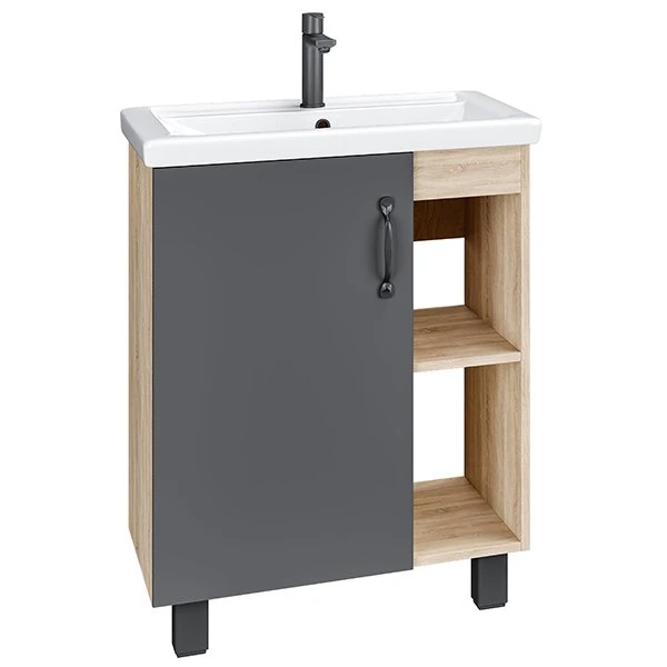 Мебель для ванной Grossman Флай 60, цвет серый / дуб сонома - фото 1