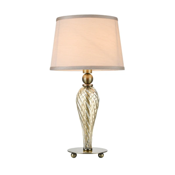 Интерьерная настольная лампа Maytoni Murano ARM855-TL-01-R, арматура цвет бронза / прозрачная, плафон ткань бежевая, 26х26 см