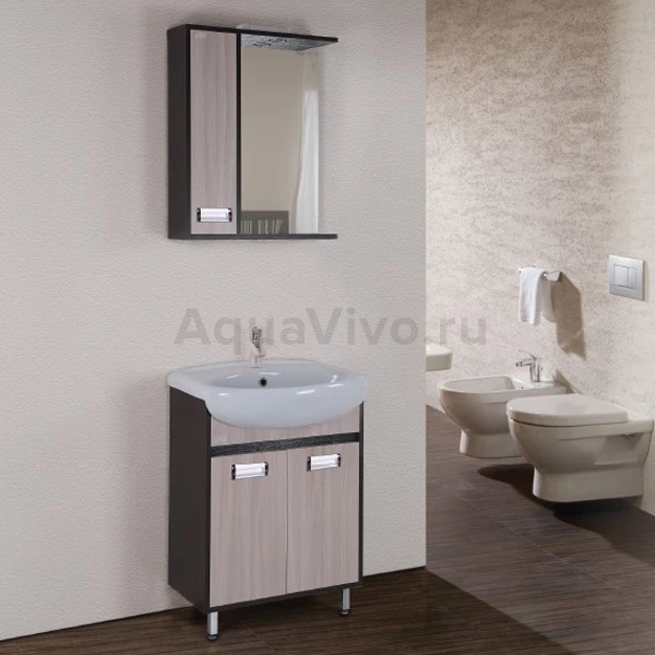 Мебель для ванной Оника Гамма 60.10, цвет венге луизиана / ясень шимо