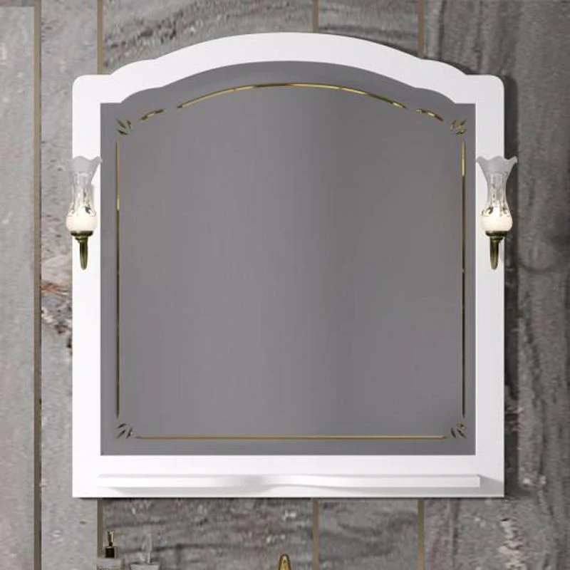Зеркало Опадирис Лоренцо 100x105, с полкой, цвет белый матовый