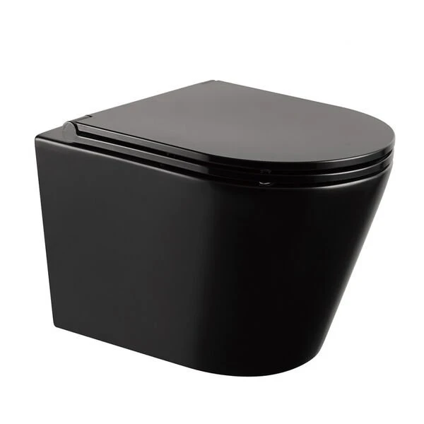 Унитаз Abber Bequem AC1102 MB подвесной, безободковый, с сиденьем микролифт, цвет черный матовый