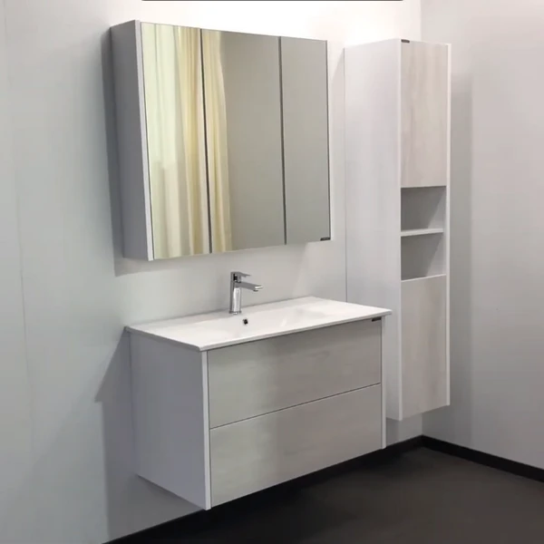 Шкаф-зеркало Comforty Женева 90, цвет дуб белый - фото 1