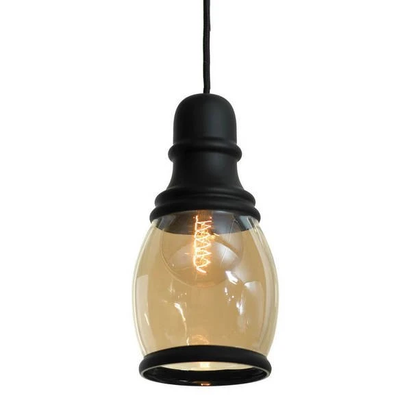 Подвесной светильник Lussole Loft Tonawanda LSP-9690, арматура черная, плафон стекло коричневое - фото 1