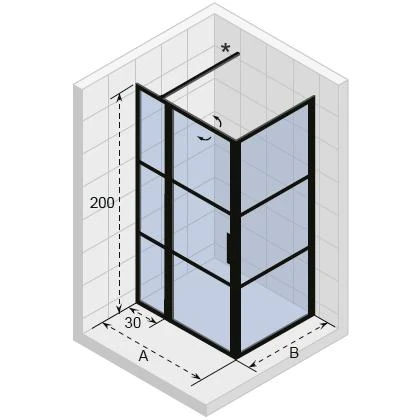 Душевой уголок Riho Grid GB203 130x100, стекло прозрачное, профиль черный - фото 1