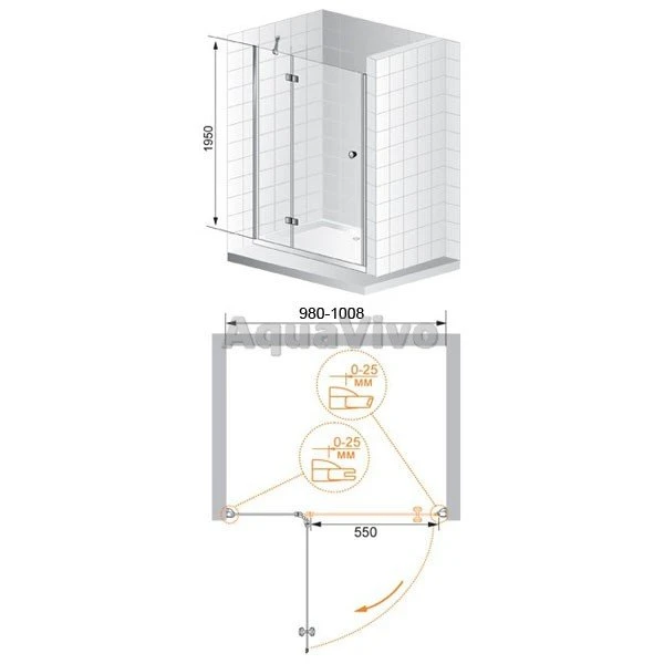 Душевая дверь Cezares VERONA-W-B-12-100-P-Cr-L 100, стекло punto, профиль хром, левая