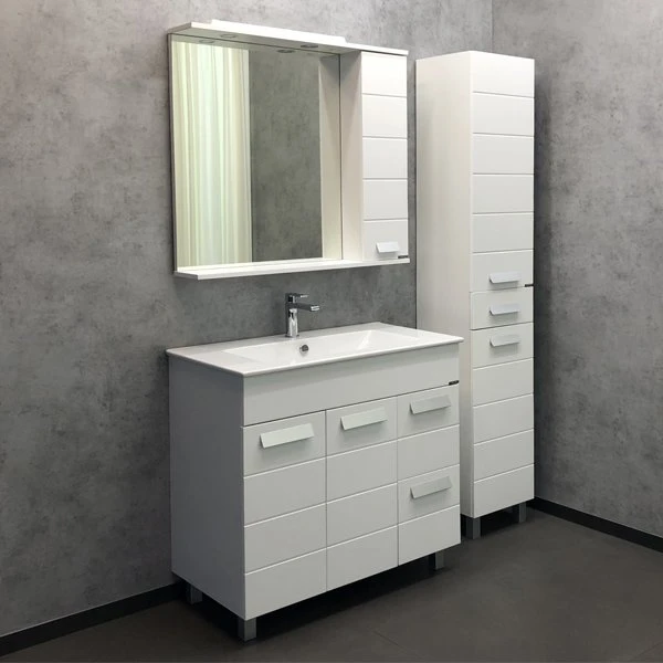 Шкаф-зеркало Comforty Модена М-90, цвет белый матовый