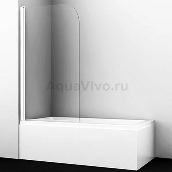 Шторка на ванну WasserKRAFT Leine 35P01-80W 80x140, стекло прозрачное, профиль белый