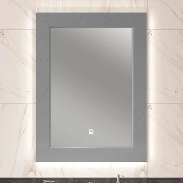 Зеркало Опадирис Луиджи 70x100, с подсветкой, цвет серый матовый